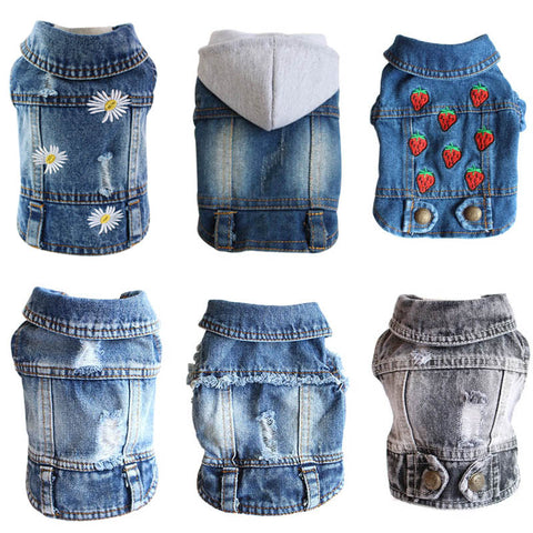 Fashion XS-2XL Cat/ Dog Denim Coat Vest