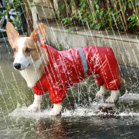 Dog Waterproof Raincoat Reflective Jumpsuit