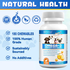 OMEGA-3 Health Supplement Suit for Dogs Cats Help Alleviate Seasonal Allergies Promotes Skin & Coat Health Boots Immune Function