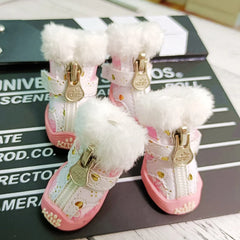 Snow Boots Shoes For Pets Dogs New 4pcs/lot Snow Anti-Skidding Small Animals Cat Puppy Boots Foot Wear  Accessories Supplies