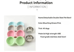 1 PCS Dual Bowl Stainless Steel Double Pet Bowls for Dogs and Cats - Non-Skid Base - Perfect for Food and Water - Easy to Clean