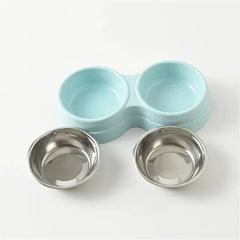 1 PCS Dual Bowl Stainless Steel Double Pet Bowls for Dogs and Cats - Non-Skid Base - Perfect for Food and Water - Easy to Clean
