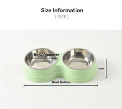 1 PCS Dual Bowl Stainless Steel Double Pet Bowls for Dogs and Cats - Non-Skid Base - Perfect for Food and Water - Easy to Clean