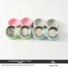 1 PCS Dual Bowl Stainless Steel Double Pet Bowls for Dogs and Cats - Non-Skid Base - Perfect for Food and Water - Easy to Clean