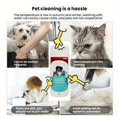 This dry shampoo powder for pets is suitable for cats, dogs, puppies, and other pets. It cleans fur without water, removes odors
