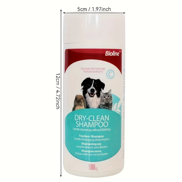 This dry shampoo powder for pets is suitable for cats, dogs, puppies, and other pets. It cleans fur without water, removes odors