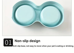 1 PCS Dual Bowl Stainless Steel Double Pet Bowls for Dogs and Cats - Non-Skid Base - Perfect for Food and Water - Easy to Clean