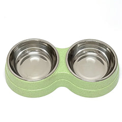 1 PCS Dual Bowl Stainless Steel Double Pet Bowls for Dogs and Cats - Non-Skid Base - Perfect for Food and Water - Easy to Clean