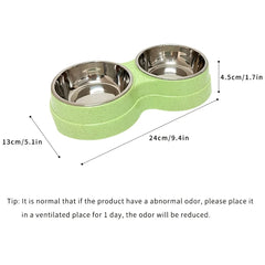 1 PCS Dual Bowl Stainless Steel Double Pet Bowls for Dogs and Cats - Non-Skid Base - Perfect for Food and Water - Easy to Clean