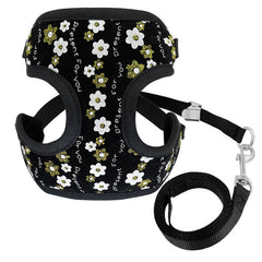 Colorful Printed Mesh Cat Harness and Leash Set