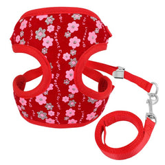 Colorful Printed Mesh Cat Harness and Leash Set